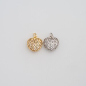 Gold Heart Pendant,18K Gold Filled CZ Love Charms,DIY Jewelry Findings Making