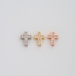 Gold Cross Spacer Beads,18K Gold Filled CZ Christian Beads,DIY Jewelry Findings Making