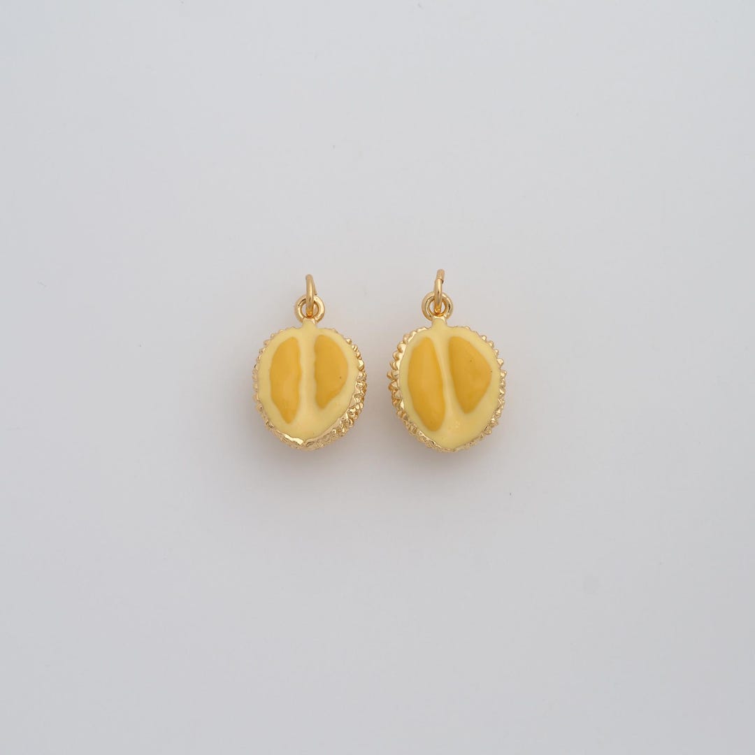 Gold Enamel Fruit Pendant,18k Gold Filled Durian Charms,diy Jewelry ...