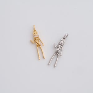 Gold Skeleton Pendant,18K Gold Filled CZ Skeleton Charms,DIY Jewelry Findings Making