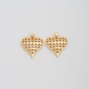 Gold Heart Pendant,18K Gold Filled CZ Love Charms,DIY Jewelry Findings Making