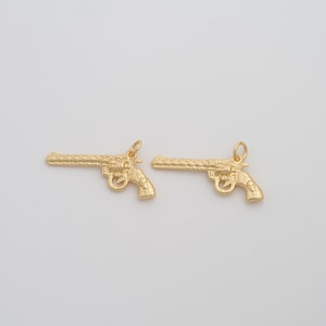 Gold Weapons Pendant,18K Gold Filled Revolver Charms,DIY Jewelry Findings Making