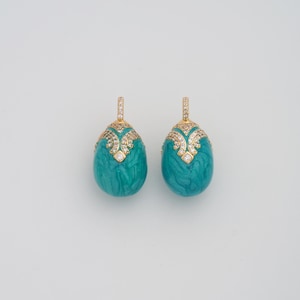 Gold Enamel Easter Egg Pendant,18K Gold Filled CZ Egg Charms,DIY Jewelry Findings Making