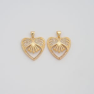 Gold Heart Pendant,18K Gold Filled CZ Love Charms,DIY Jewelry Findings Making
