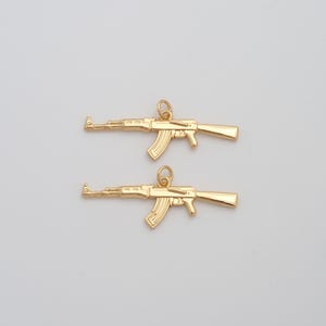 Gold Weapons Pendant,18K Gold Filled AK47 Rifle Charms,DIY Jewelry Findings Making