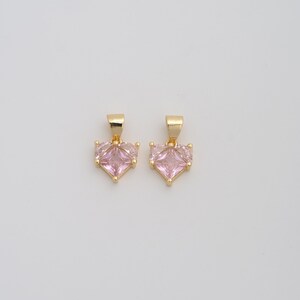 Gold Heart Pendant,18K Gold Filled CZ Love Charms,DIY Jewelry Findings Making