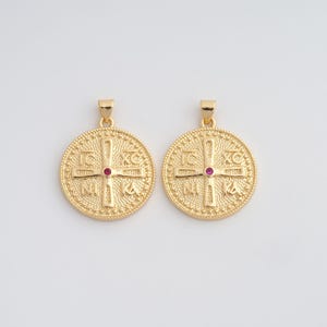 Gold CZ Byzantine Cross Pendant,18K Gold Filled Orthodox Cross Charms,DIY Jewelry Findings Making