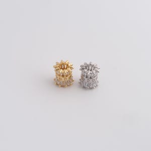 Gold Hourglass Spacer Beads,18K Gold Filled CZ Large Hole Beads,DIY Jewelry Findings Making