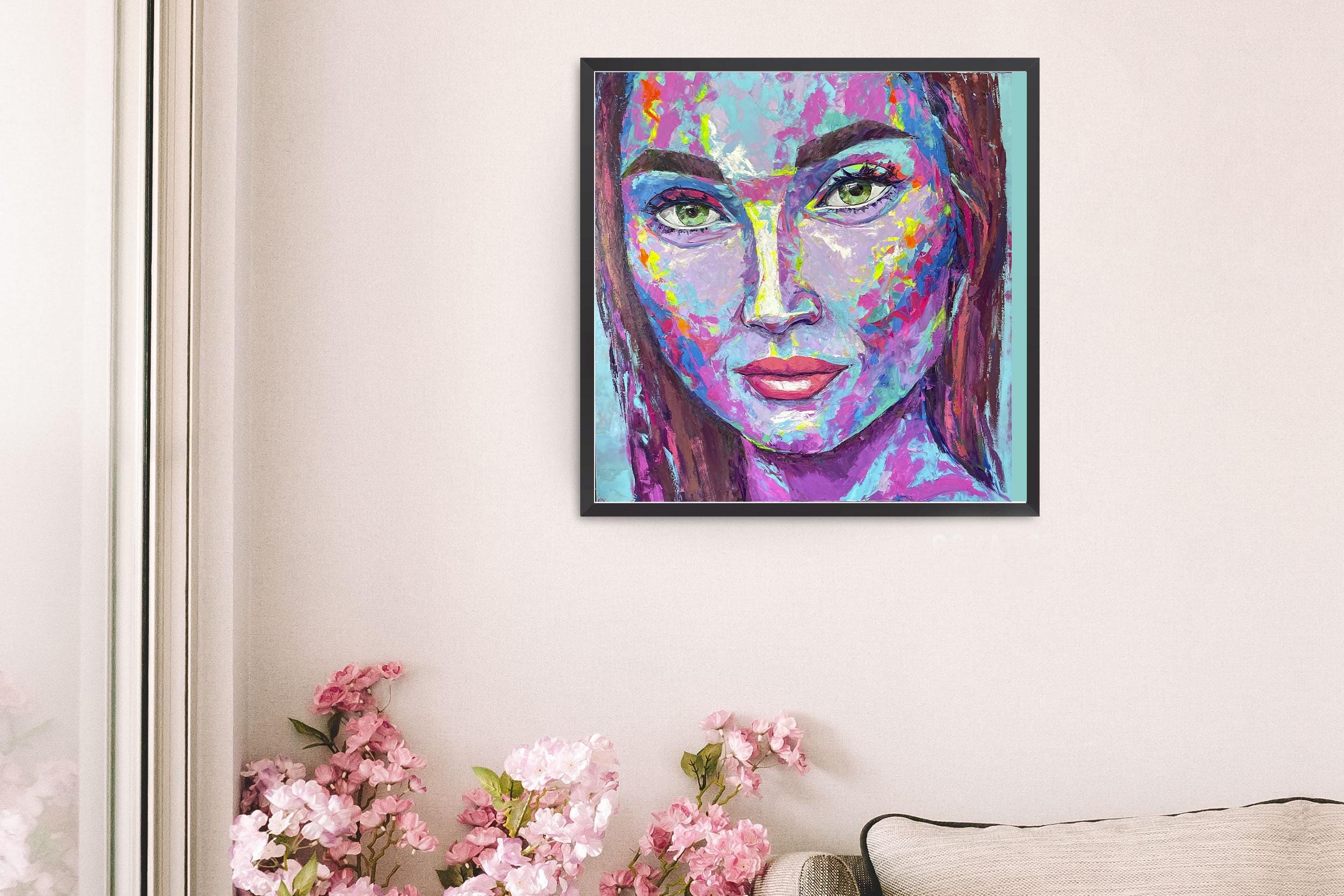 ポップアート油絵：スタイリッシュな女性の肖像画 - Etsy 日本