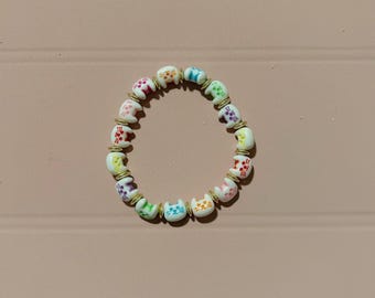 Cat charm bracelet | Handmade Jewelry | Gold bead bracelets | Colorful | animal |kittens | cats | Summer bracelets | cat bracelet