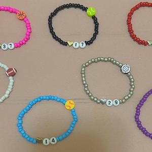 Custom number sports bracelets | number bracelet |  football bracelet | tennis bracelet | soccer bracelet | basketball bracelet | rugby brac