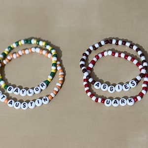 Custom Beaded Bracelet for College, School | College | Highschool | Bulk bracelets