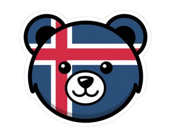 Icelandic Flag Bear Vinyl Sticker, Laptop Decal