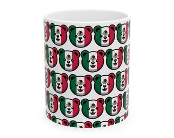 Mexican Flag Bear Pattern Mug | Ceramic Coffee Cup, 11oz 15oz