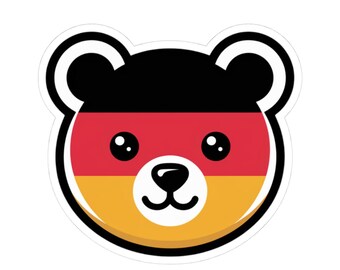 German Flag Bear Sticker, Laptop Decal, Kid-Friendly Decor