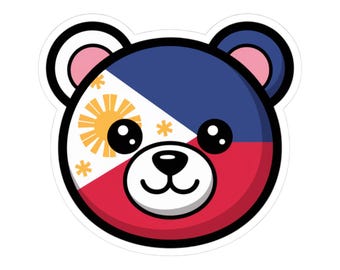 Filipino Flag Bear Sticker, Laptop Decal, Travel Souvenir
