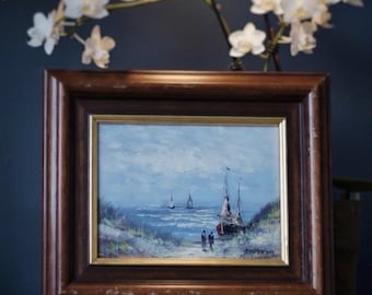 Vintage Seascape Oil Painting – Framed Nautical Artwork