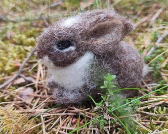 Felted rabbit, small needle felt bunny, real handmade animal
