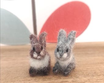 Felted micro rabbit needle felt little bunny easter real handmade animal