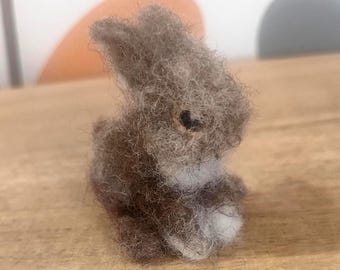 Felted rabbit, small needle felt bunny easter real handmade animal