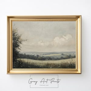 Printable Vintage Landscape Painting - Rolling Hills Wall Art, Rustic Countryside Decor, Earthy Farmhouse Print, Digital Download 20