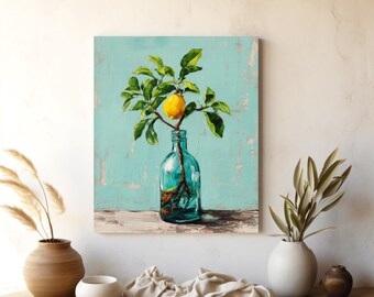 Lemon Tree Still Life Art Print – Rustic Cottagecore Decor (Digital Download)