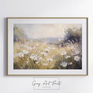 Druckbare Wildblumen Wiese Malerei - Frühling Blumen Landschaft Kunst, Cottagecore Wanddekoration, erdige Sommerblumen Digital Download 266