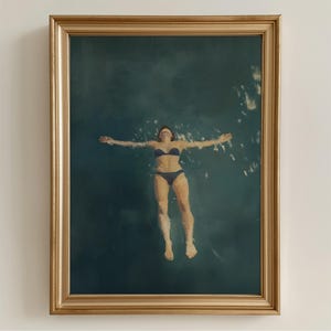 Woman in Water Art Print – Minimalist Ocean Scene (Digital Download)