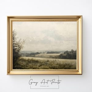 Printable Vintage Countryside Landscape - Rustic Rolling Hills Wall Art, Earthy Farmhouse Decor, Digital Country Scene Painting 22