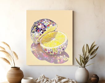 Disco Lemon Print – Funky Pop Art, Modern Wall Decor (Digital Download)