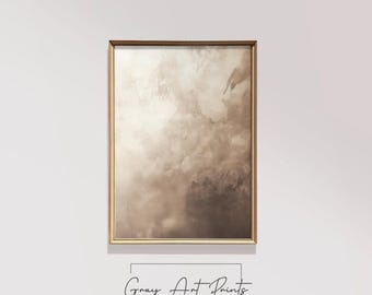 Neutral Abstract Texture Print – Earthy Beige Cloudy Art (Digital Download)