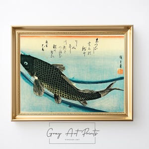 Koi Carp Japanese Art Print - Vintage Ukiyo-e Fish Illustration, Traditional Asian Wall Decor, Digital Download 181
