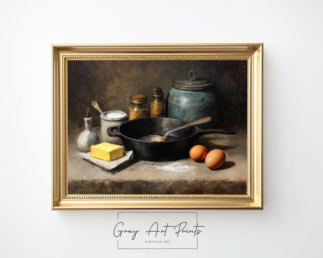 Vintage Kitchen Still Life Art Print - Rustic Cottagecore Decor ...