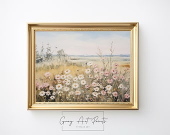 Wildflower Meadow Painting – Cottagecore Floral Field Art (Digital Download)