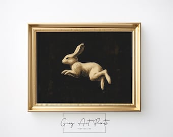 Vintage Rabbit Illustration Print – Rustic Woodland Animal Art (Digital Download)