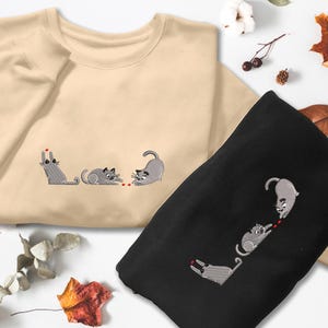 Cute Cat Embroidered Adventure Embroidered Sweatshirt Gift