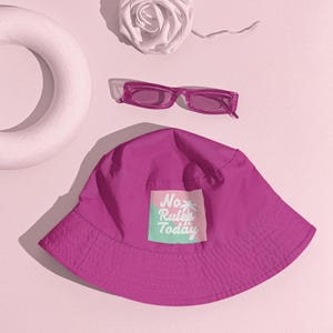 No Rules Today Bucket Hat - Pink Y2K Summer Hat for Women | Cute Kawaii Aesthetic Statement Cap | Soft Girl Festival Hat