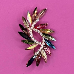Rainbow Rhinestone Brooch
