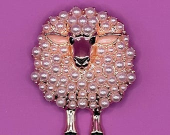 Pearl Sheep Brooch: Rose Gold Lamb Pin