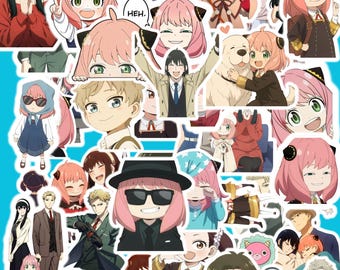Adorable Anime Sticker Bundle - 50 Cute Anime Stickers - Fan Art Inspired by Spy x Family - Digital High - Quality PNG & PDF