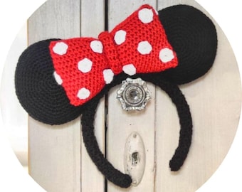 Disney Minnie Headband- Cerchietto Crochet- Pattern pdf- Schema Uncinetto