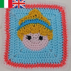 Schema Uncinetto: Mattonella Cenerentola (granny square) - Stilizzazione Disney image 1