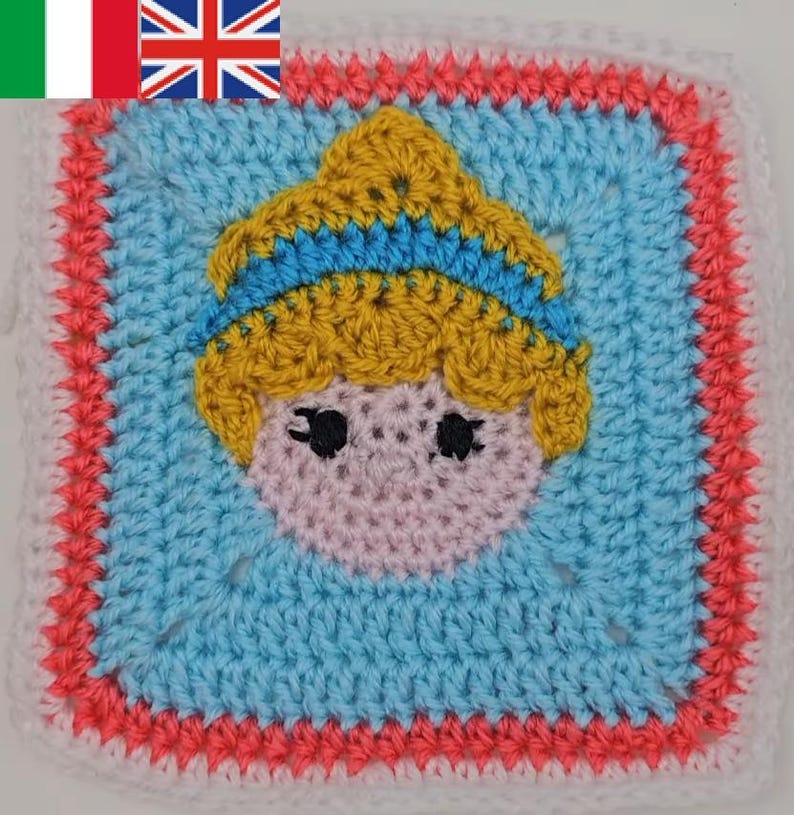 Schema Uncinetto: Mattonella Cenerentola (granny square) - Stilizzazione Disney image 1