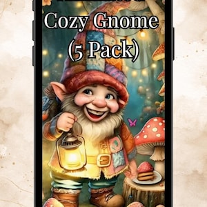 Animated Gnome Phone Wallpaper Pack, Cozy Fantasy Moving Background (Instant Download)
