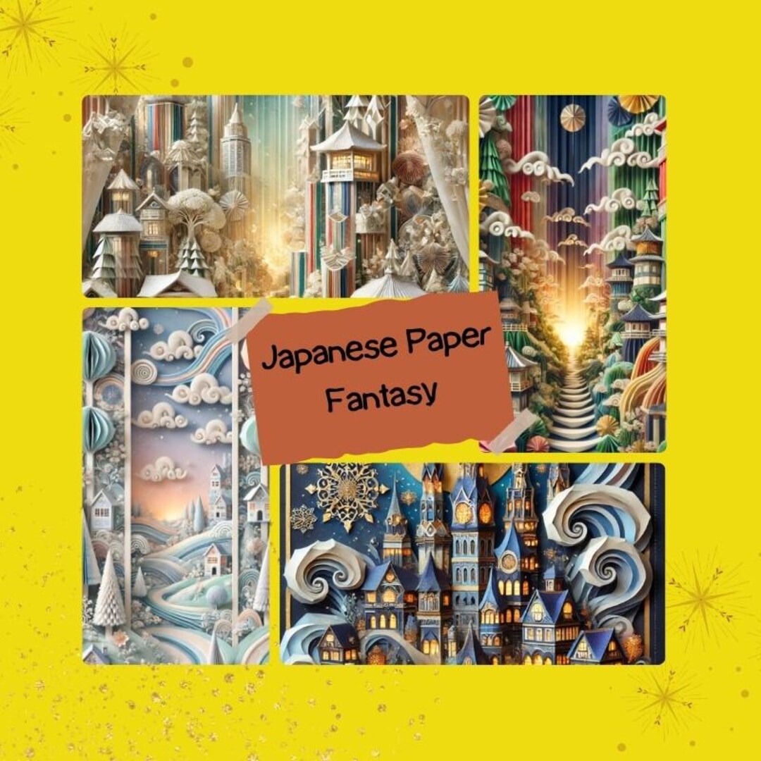 Japanese Fantasy Architecture Prints: A5 Paper Art Collage (digital ...