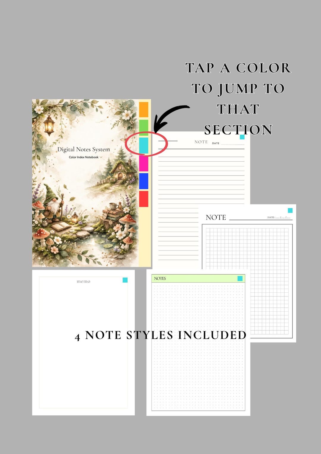 Digital Notes System – Hyperlinked Color Index Notebook - Etsy