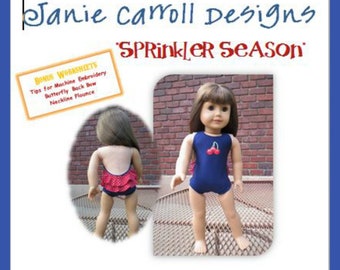 Sprinkler Season Swimsuit Pattern for 18" dolls  such as the American favorite