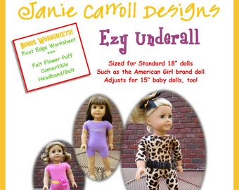 Ezy Underall unitard Pattern for 18" dolls  such as the American favorite