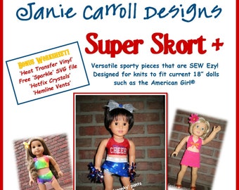 Super Skort Plus Pattern for 18" doll such as the American favorite