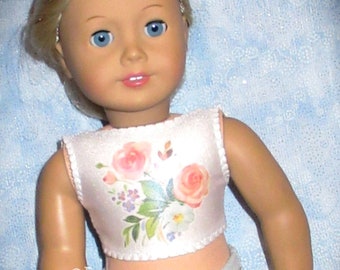 white with floral crop top Taylor made to fit 18" doll such as the American favorite